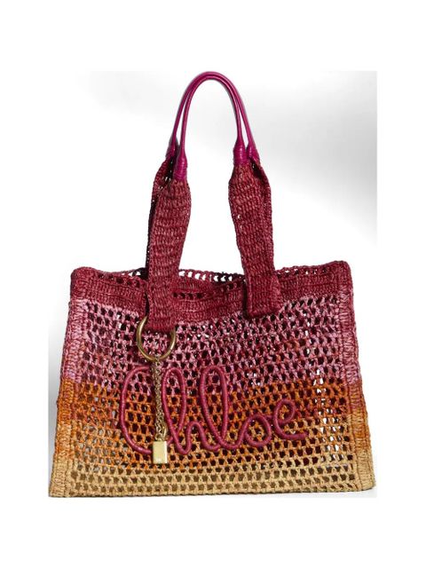 Chloé crocheted raffia tote bag - Pink - zdjęcie produktu nr 1