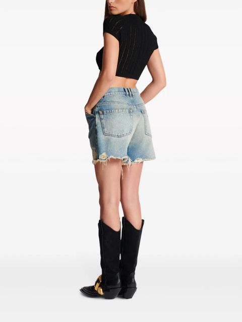 Balmain 3-Button knitted crop top - Black - zdjęcie produktu nr 2