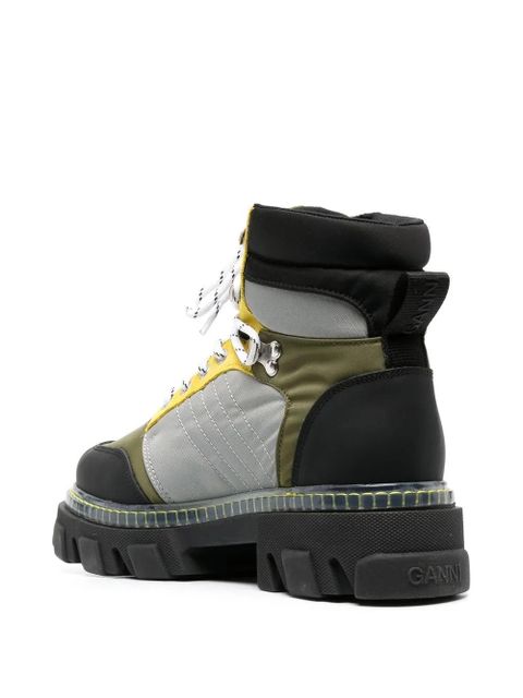 GANNI Cleated lace-up hiking boots - Green - zdjęcie produktu nr 2