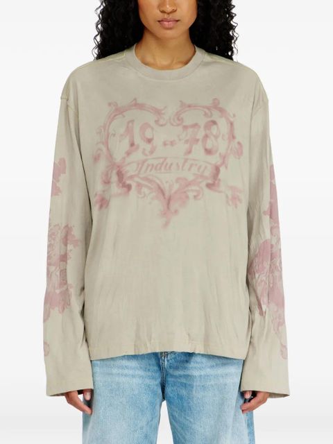 Diesel graphic-print long-sleeve cotton T-shirt - Neutrals