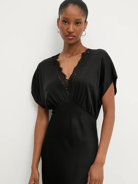 Answear.LAB sukienka kolor czarny maxi rozkloszowana