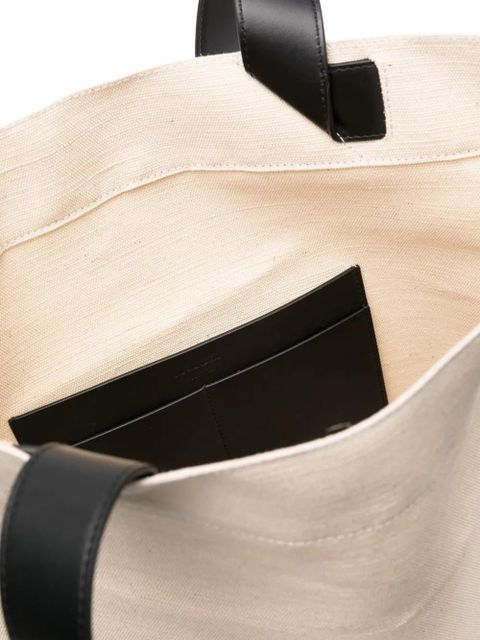 Jil Sander Flat embroidered-logo tote bag - Neutrals