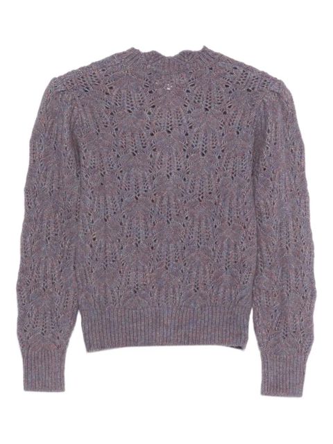 MARANT ÉTOILE puff-sleeve open-knit sweater - Purple