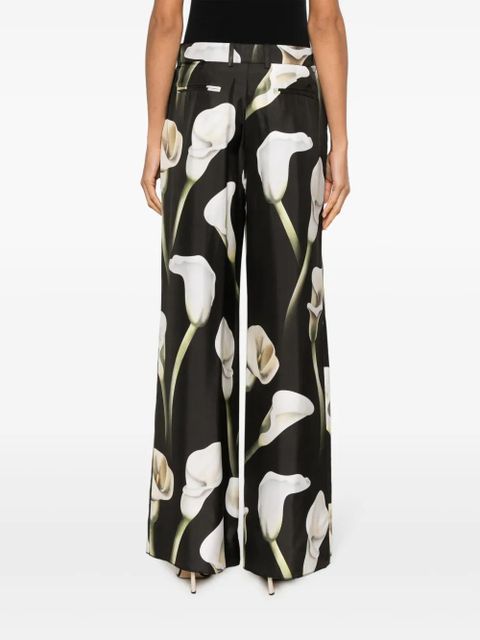 Lanvin Calla Lily-print silk trousers - Green