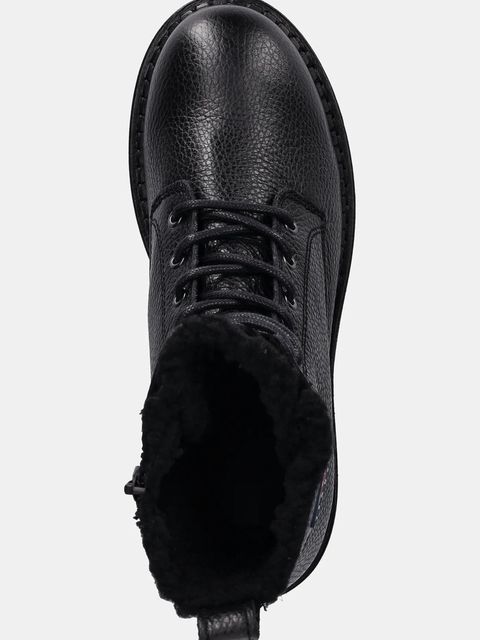 Tommy Jeans botki skórzane TJW URBAN LACEUP BOOT WL damskie kolor czarny na platformie ocieplone EN0EN02906