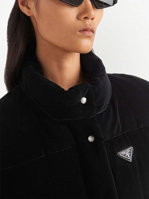 Prada convertible velvet down jacket - Black