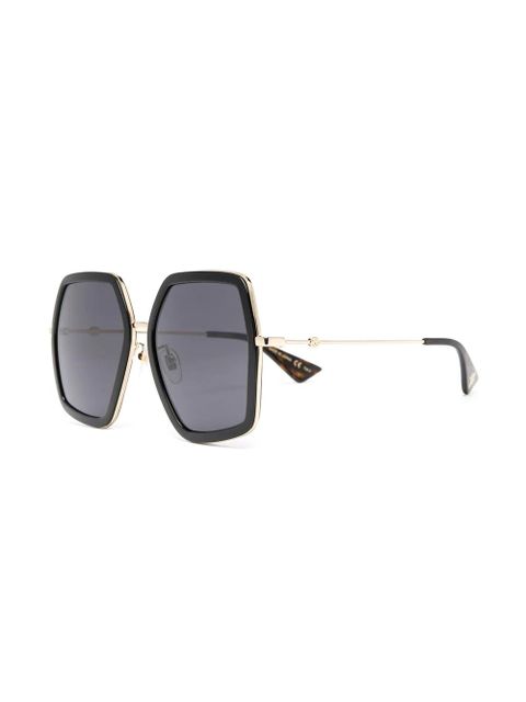 Gucci Eyewear oversized hexagonal glasses - Black