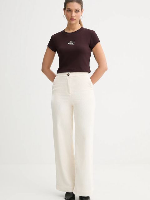 Calvin Klein Jeans t-shirt damski kolor brązowy LV047AB802 - zdjęcie produktu nr 2