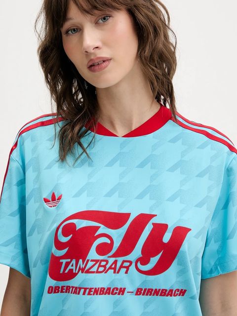 adidas Originals t-shirt Footie Jersey damski kolor niebieski JW2771