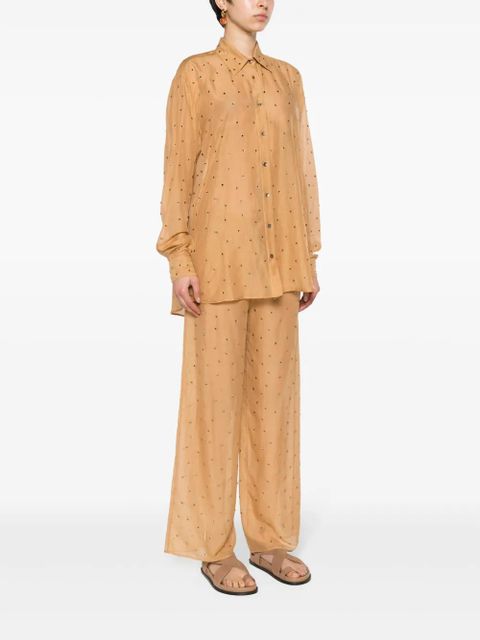 Oséree rhinestoned cotton blend shirt - Neutrals