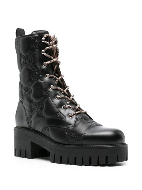 Gucci 60mm GG-matelassé leather boots - Black