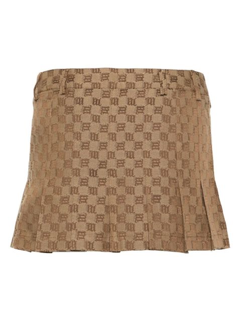MISBHV monogram-jacquard pleated miniskirt - Brown