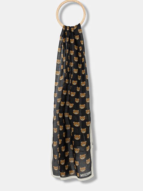 Moschino szal z wełną kolor czarny wzorzysty M5217 E5211 - zdjęcie produktu nr 1