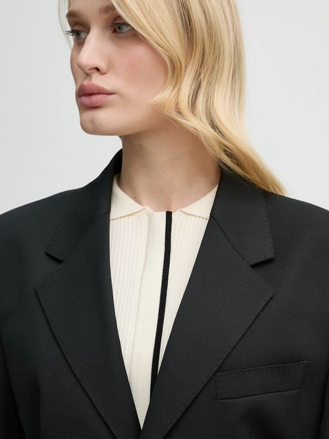 Filippa K marynarka z domieszką wełny kolor czarny jednorzędowa gładka 31533