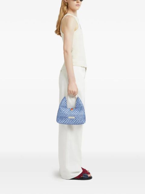 Marni wavy-pattern cabochon-trapeze tote bag - Blue