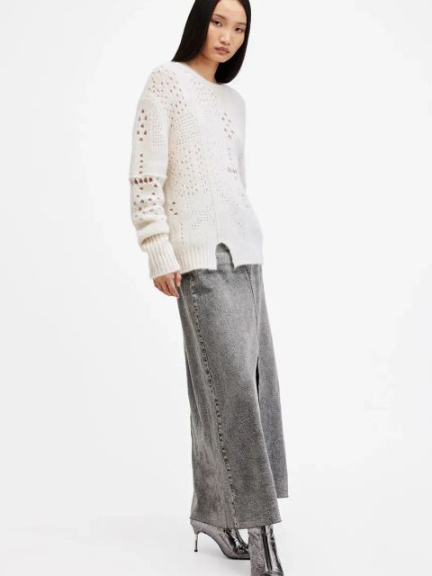 AllSaints sweter wełniany WINNIE damski kolor biały ciepły W111KB