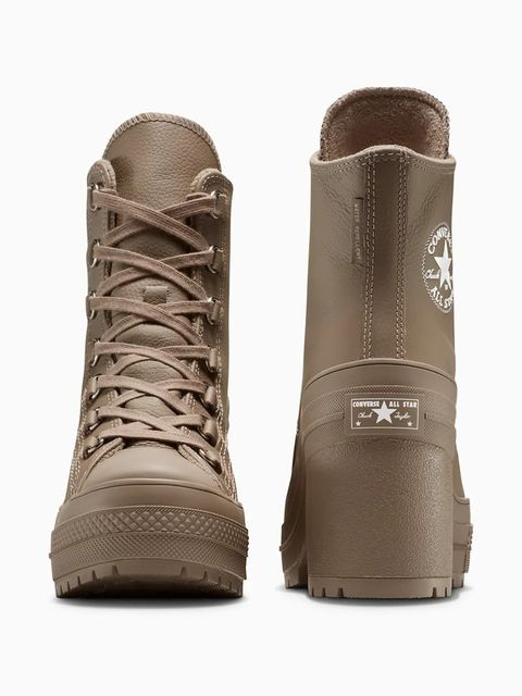 Converse botki skórzane Chuck 70 De Luxe Heel damskie kolor brązowy na słupku lekko ocieplone A13064C - zdjęcie produktu nr 2