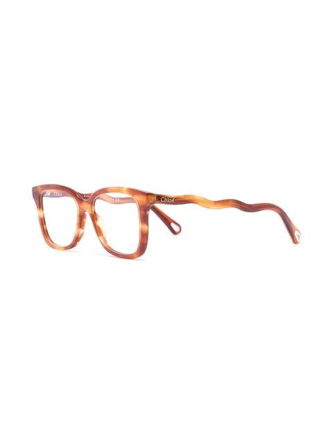 Chloé Eyewear wavy arms rectangle-frame glasses - Orange - zdjęcie produktu nr 2