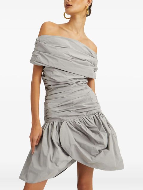 ROTATE BIRGER CHRISTENSEN off-shoulder ruched mini dress - Grey - zdjęcie produktu nr 2