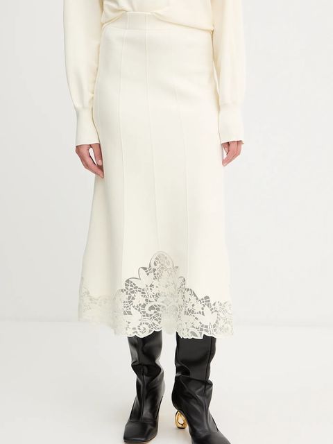 Twinset spódnica kolor beżowy midi rozkloszowana 252TP3407 - zdjęcie produktu nr 1