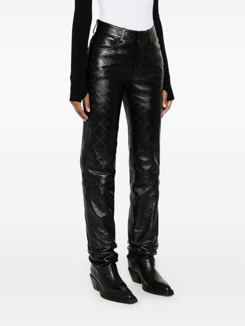 Marine Serre moonogram-embossed straight trousers - Black