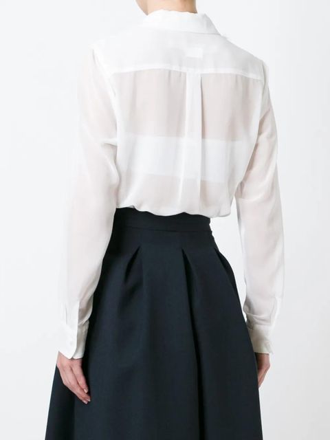 Comme Des Garçons faux fur trim sheer shirt - White