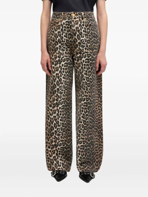 GANNI leopard-print denim - Brown