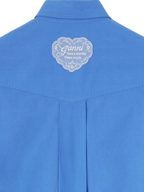 GANNI ruffled-hem shirt dress - Blue