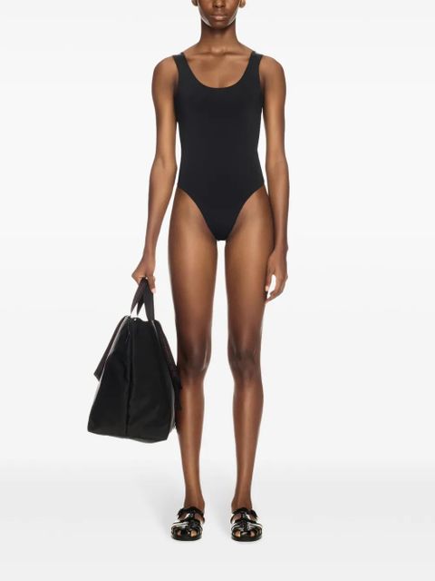 Off-White logo-band swimsuit - Black