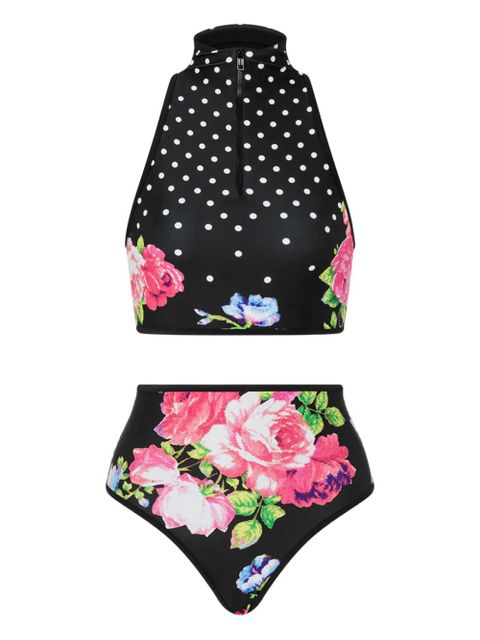 Moschino floral-pattern zip-up bikini - Black - zdjęcie produktu nr 1