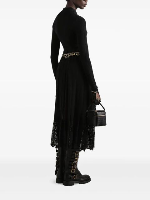 Dolce & Gabbana ribbed long-sleeve polo top - Black