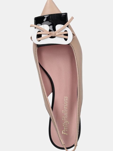 Pretty Ballerinas baleriny skórzane Ella kolor beżowy z odkrytą piętą 52080_C