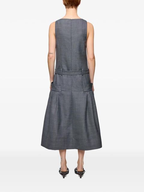 GANNI belted midi dress - Grey