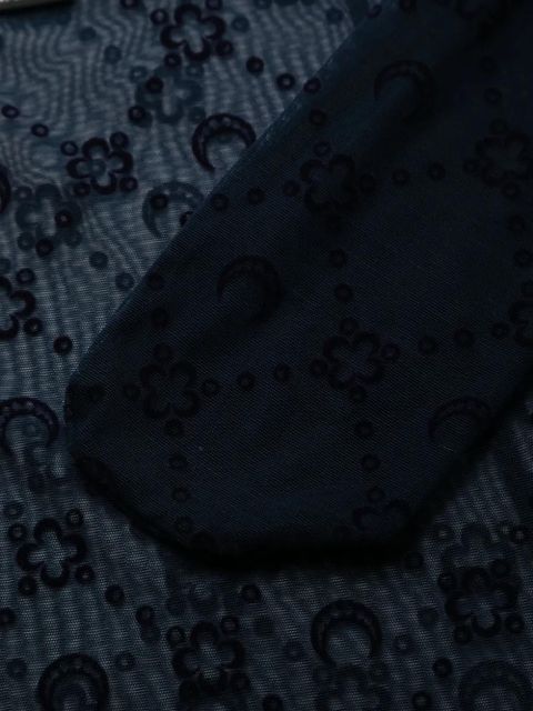 Marine Serre Moonogram-flocked mesh tights - Blue