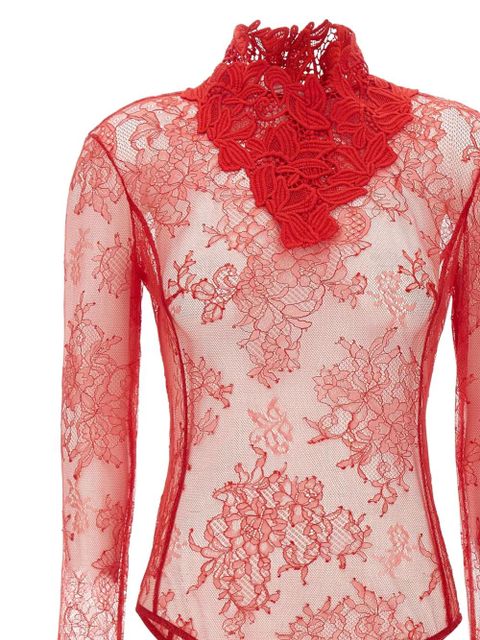 Blumarine floral-lace high-neck bodysuit - Red
