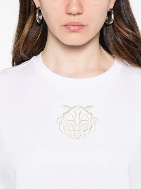 PINKO Borghetto embellished crop T-shirt - White