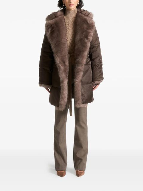 Manière De Voir belted faux-fur coat - Brown