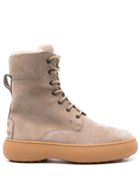 Tod's logo-debossed combat boots - Neutrals - zdjęcie produktu nr 1