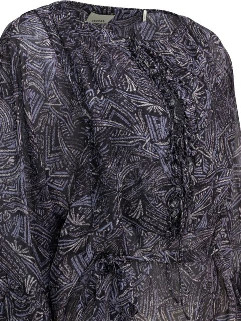 ISABEL MARANT Tekia abstract-print ruffled shirt - Black