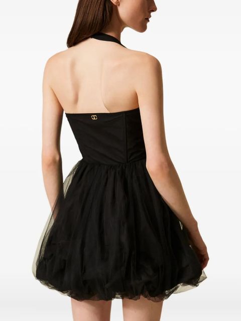 TWINSET halter-neck tulle mini dress - Black