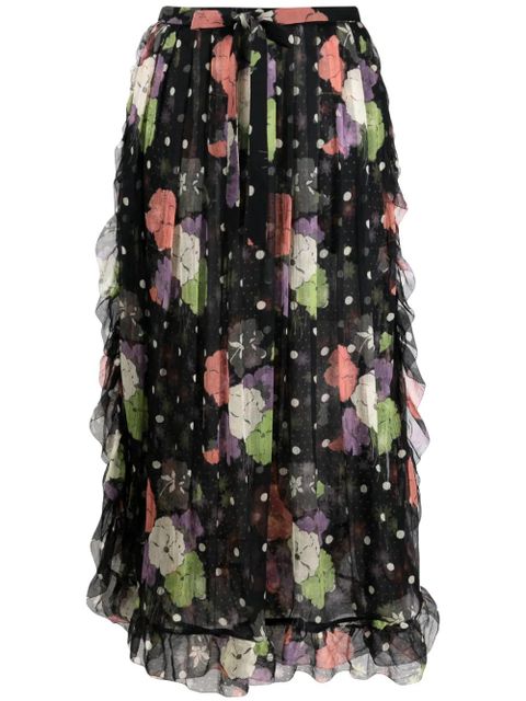 ETRO floral-print ruffled midi skirt - Black - zdjęcie produktu nr 1