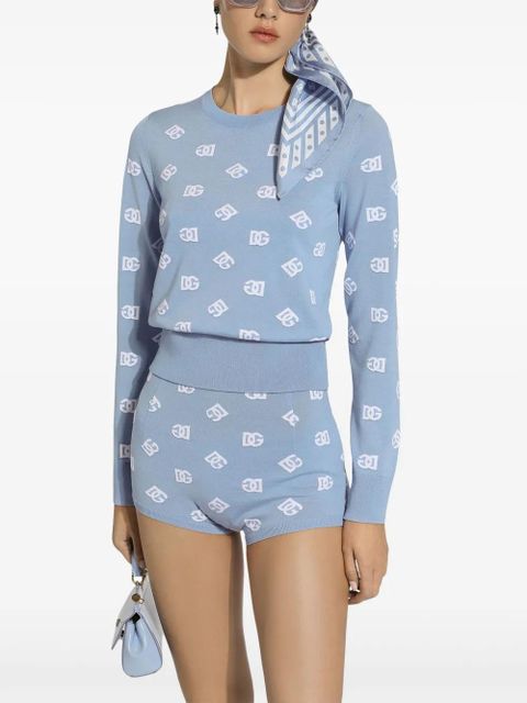 Dolce & Gabbana DNA logo-embroidered mini-shorts - Blue