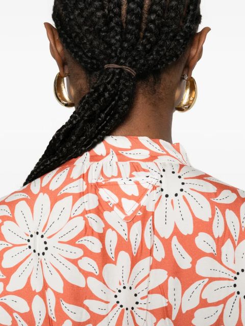 Prada floral-pattern midi dress - Orange