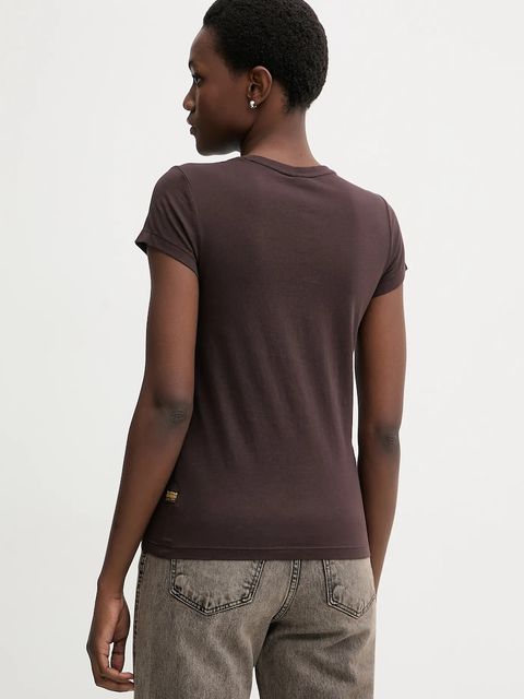 G-Star t-shirt bawełniany damski kolor brązowy D24533-4107 - zdjęcie produktu nr 2
