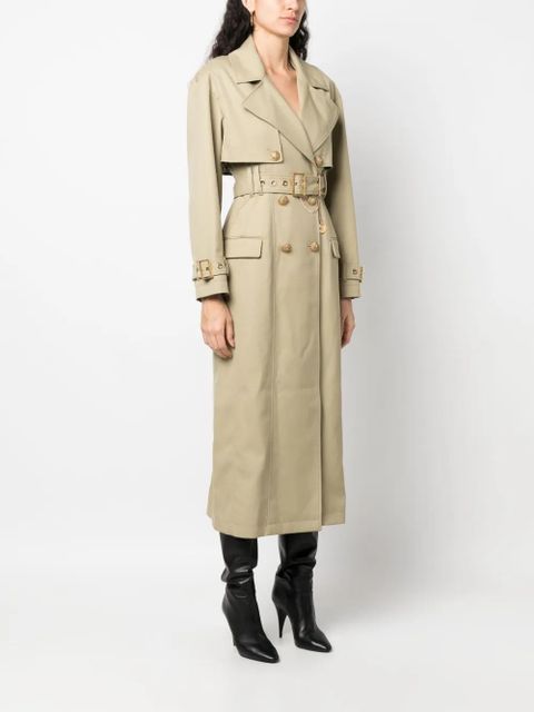 Balmain embellished gabardine trench coat - Neutrals