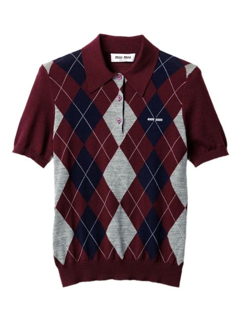 Miu Miu argyle intarsia-knit sweater - Red - zdjęcie produktu nr 1