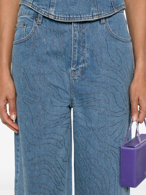 ROTATE BIRGER CHRISTENSEN rhinestone-embellished wide-leg jeans - Blue