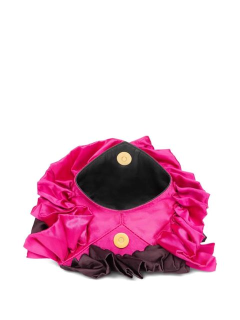 DRIES VAN NOTEN small ruffle satin clutch bag - Pink