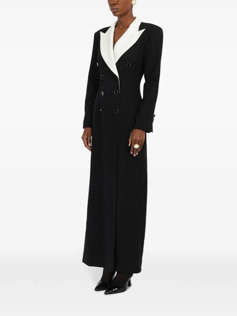 Rowen Rose contrasting-collar tuxedo maxi dress - Black