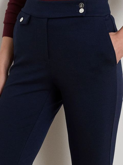 Lauren Ralph Lauren spodnie damskie kolor granatowy proste medium waist 200980023